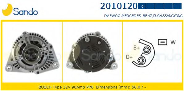 SANDO 2010120.0 Генератор для MERCEDES-BENZ CLK (Мэрcэдэс-бэнз Слк) SANDO 2010120.0 Генератор для MERCEDES-BENZ CLK (Мэрcэдэс-бэнз Слк)