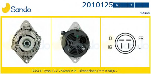 SANDO 2010125.0 Генератор для HONDA CIVIC VI (Хонда Цивик 6) SANDO 2010125.0 Генератор для HONDA CIVIC VI (Хонда Цивик 6)