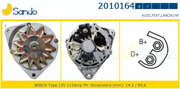 SANDO 2010164.0 Генератор для AUDI 80 (Ауди 80) SANDO 2010164.0 Генератор для AUDI 80 (Ауди 80)