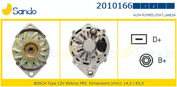SANDO 2010166.2 Генератор для ALFA ROMEO 145 (Альфа ромео 145) SANDO 2010166.2 Генератор для ALFA ROMEO 145 (Альфа ромео 145)