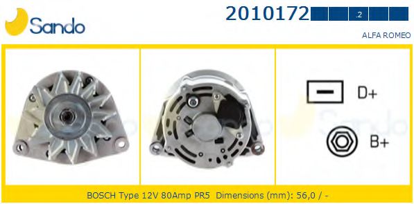 SANDO 2010172.2 Генератор AR06416 для ALFA-ROMEO (Алфа-ромэо) SANDO 2010172.2 Генератор AR06416 для ALFA-ROMEO (Алфа-ромэо)