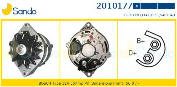 SANDO 2010177.0 Генератор для OPEL COMBO (Опель Комбо) SANDO 2010177.0 Генератор для OPEL COMBO (Опель Комбо)
