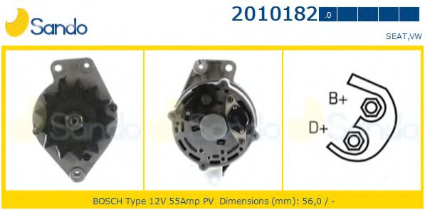 SANDO 2010182.0 Генератор для VOLKSWAGEN POLO (Фольксваген Поло) SANDO 2010182.0 Генератор для VOLKSWAGEN POLO (Фольксваген Поло)