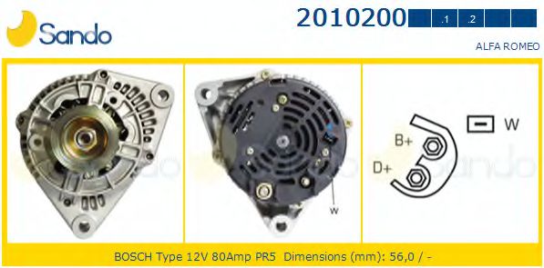 SANDO 2010200.1 Генератор для ALFA ROMEO 146 (Альфа ромео 146) SANDO 2010200.1 Генератор для ALFA ROMEO 146 (Альфа ромео 146)