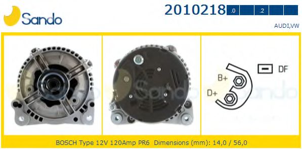 SANDO 2010218.0 Генератор для AUDI 90 (Ауди 90) SANDO 2010218.0 Генератор для AUDI 90 (Ауди 90)