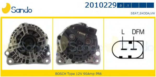 SANDO 2010229.0 Генератор для SEAT IBIZA V (Сеат Ибица 5) SANDO 2010229.0 Генератор для SEAT IBIZA V (Сеат Ибица 5)