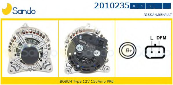 SANDO 2010235.0 Генератор для NISSAN (Ниссан) SANDO 2010235.0 Генератор для NISSAN (Ниссан)