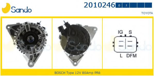 SANDO 2010246.0 Генератор для TOYOTA COROLLA VERSO (Тойота/тоета Королла версо) SANDO 2010246.0 Генератор для TOYOTA COROLLA VERSO (Тойота/тоета Королла версо)