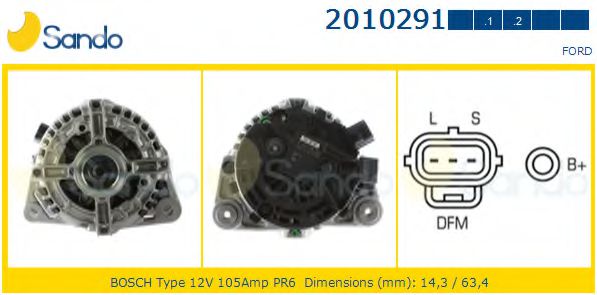 SANDO 2010291.2 Генератор для FORD ESCAPE (Форд Эскейп) SANDO 2010291.2 Генератор для FORD ESCAPE (Форд Эскейп)