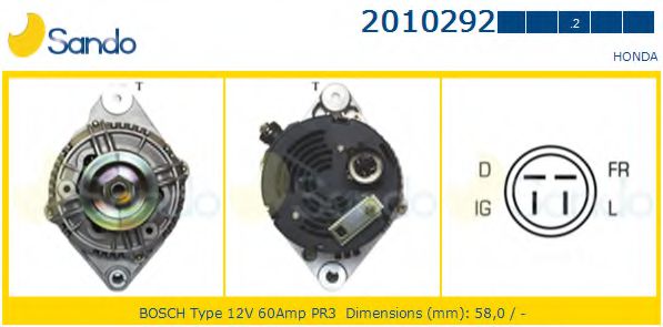 SANDO 2010292.2 Генератор<br >D16Z2 