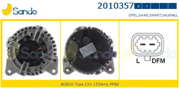 SANDO 2010357.0 Генератор для SAAB 9-3 (Сааб 9-3) SANDO 2010357.0 Генератор для SAAB 9-3 (Сааб 9-3)