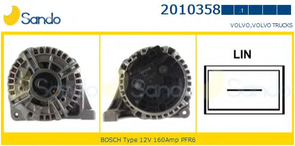 SANDO 2010358.1 Генератор для VOLVO (Вольво) SANDO 2010358.1 Генератор для VOLVO (Вольво)