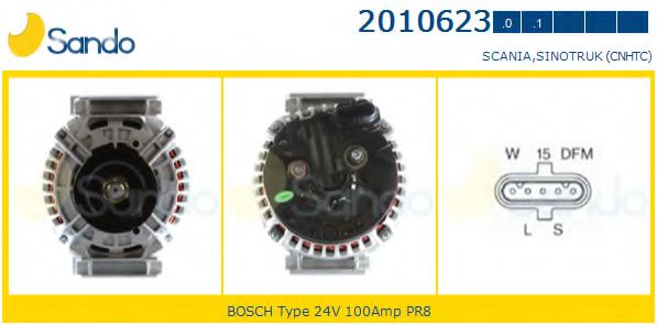 SANDO 2010623.0 Генератор для SCANIA P,G,R,T (Сканиа П,г,р,т) SANDO 2010623.0 Генератор для SCANIA P,G,R,T (Сканиа П,г,р,т)