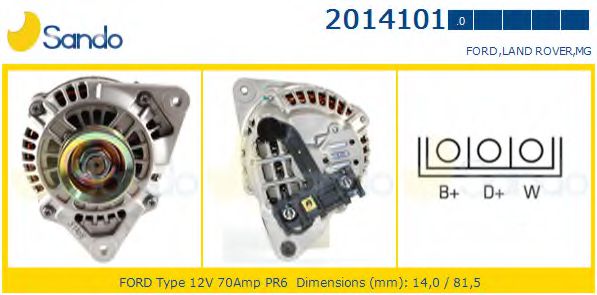 SANDO 2014101.0 Генератор для FORD TRANSIT (Форд Трансит) SANDO 2014101.0 Генератор для FORD TRANSIT (Форд Трансит)