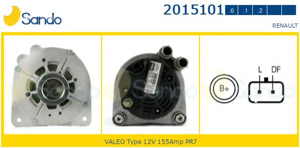 SANDO 2015101.0 Генератор для RENAULT (Рено) SANDO 2015101.0 Генератор для RENAULT (Рено)