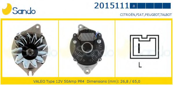 SANDO 2015111.0 Генератор для CITROËN ZX (CитроËн Зх) SANDO 2015111.0 Генератор для CITROËN ZX (CитроËн Зх)