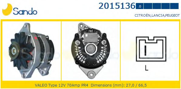 SANDO 2015136.0 Генератор для PEUGEOT (Пежо)