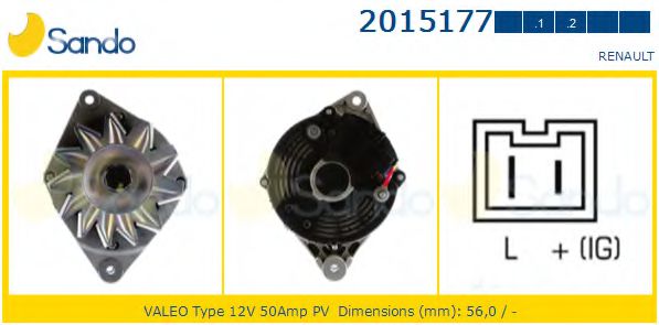 SANDO 2015177.2 Генератор для RENAULT ENCORE (Рено Энcорэ) SANDO 2015177.2 Генератор для RENAULT ENCORE (Рено Энcорэ)