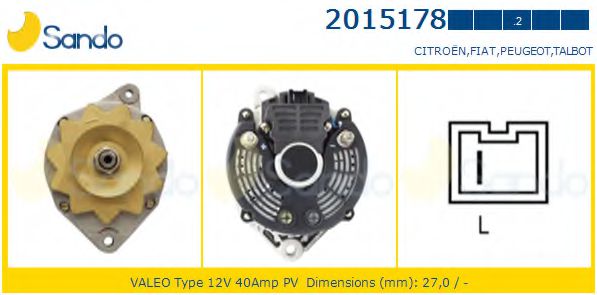 SANDO 2015178.2 Генератор для FIAT DUCATO (Фиат Дукато) SANDO 2015178.2 Генератор для FIAT DUCATO (Фиат Дукато)