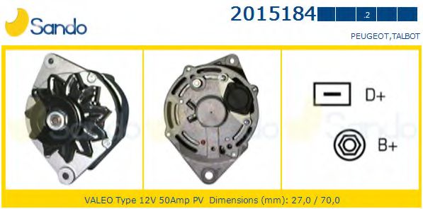 SANDO 2015184.2 Генератор для PEUGEOT (Пежо) SANDO 2015184.2 Генератор для PEUGEOT (Пежо)
