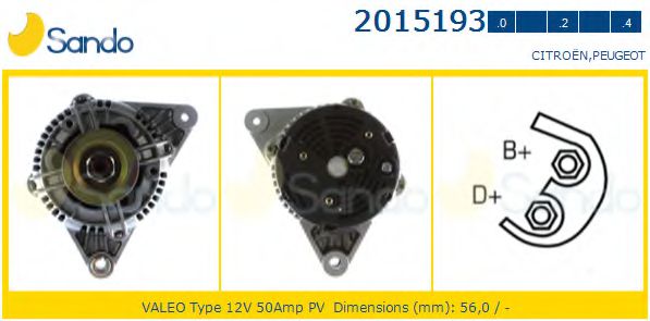 SANDO 2015193.2 Генератор для PEUGEOT 106 I (Пежо 106 и) SANDO 2015193.2 Генератор для PEUGEOT 106 I (Пежо 106 и)