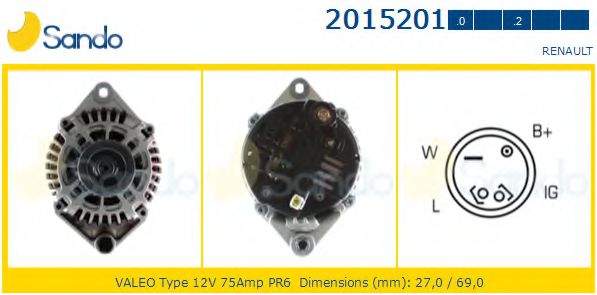 SANDO 2015201.0 Генератор для RENAULT ESPACE III (Рено Эспейс 3) SANDO 2015201.0 Генератор для RENAULT ESPACE III (Рено Эспейс 3)