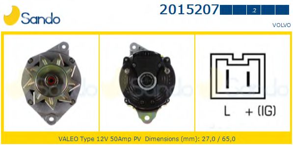 SANDO 2015207.2 Генератор для VOLVO 340-360 (Вольво 340-360) SANDO 2015207.2 Генератор для VOLVO 340-360 (Вольво 340-360)