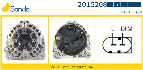SANDO 2015208.1 Генератор для SEAT IBIZA V (Сеат Ибица 5) SANDO 2015208.1 Генератор для SEAT IBIZA V (Сеат Ибица 5)