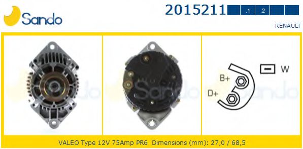 SANDO 2015211.1 Генератор F3P720 для RENAULT ESPACE III (Рено Эспейс 3) SANDO 2015211.1 Генератор F3P720 для RENAULT ESPACE III (Рено Эспейс 3)