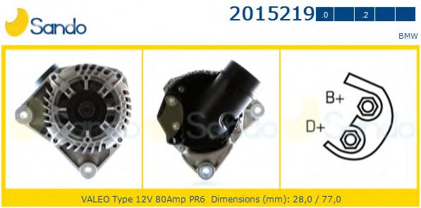 SANDO 2015219.0 Генератор для BMW 5 (Бмв 5) SANDO 2015219.0 Генератор для BMW 5 (Бмв 5)