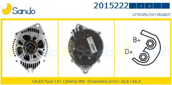 SANDO 2015222.1 Генератор для CITROËN RELAY (CитроËн Рэлаъ) SANDO 2015222.1 Генератор для CITROËN RELAY (CитроËн Рэлаъ)