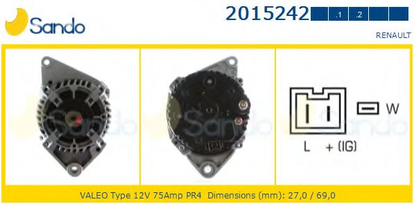 SANDO 2015242.1 Генератор для RENAULT TWINGO I (Рено Твинго 1) SANDO 2015242.1 Генератор для RENAULT TWINGO I (Рено Твинго 1)