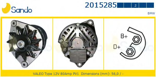 SANDO 2015285.2 Генератор для BMW 3 (Бмв 3) SANDO 2015285.2 Генератор для BMW 3 (Бмв 3)