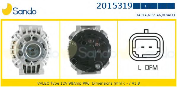 SANDO 2015319.1 Генератор для DACIA (Дача) SANDO 2015319.1 Генератор для DACIA (Дача)