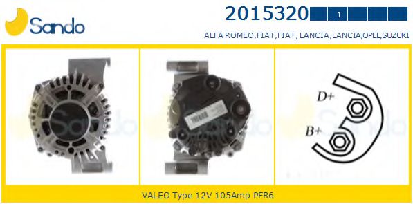 SANDO 2015320.1 Генератор для жарких климатических зон для FIAT (Фиат) SANDO 2015320.1 Генератор для жарких климатических зон для FIAT (Фиат)