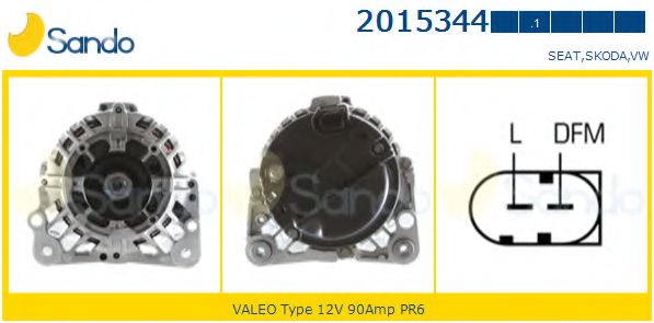 SANDO 2015344.1 Генератор для SEAT IBIZA V (Сеат Ибица 5) SANDO 2015344.1 Генератор для SEAT IBIZA V (Сеат Ибица 5)