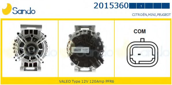SANDO 2015360.1 Генератор для PEUGEOT 3008 (Пежо 3008) SANDO 2015360.1 Генератор для PEUGEOT 3008 (Пежо 3008)