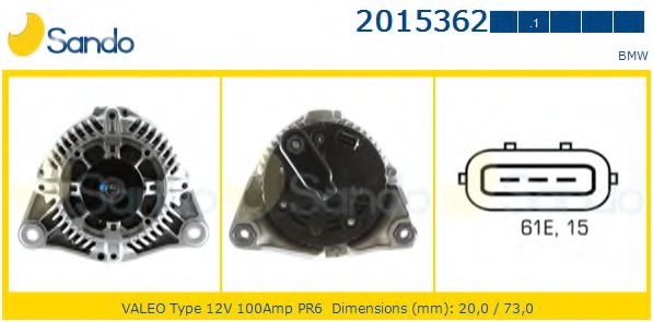 SANDO 2015362.1 Генератор<br >M43B19 