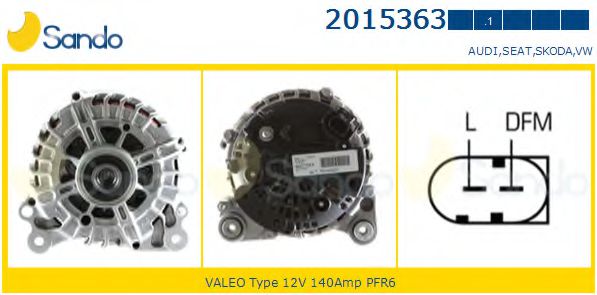 SANDO 2015363.1 Генератор для VOLKSWAGEN JETTA IV (Фольксваген Джетта 4) SANDO 2015363.1 Генератор для VOLKSWAGEN JETTA IV (Фольксваген Джетта 4)
