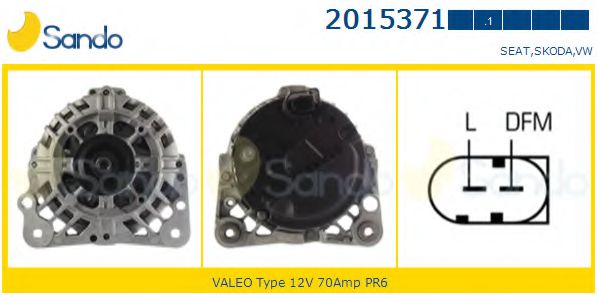 SANDO 2015371.1 Генератор для SEAT IBIZA V (Сеат Ибица 5) SANDO 2015371.1 Генератор для SEAT IBIZA V (Сеат Ибица 5)