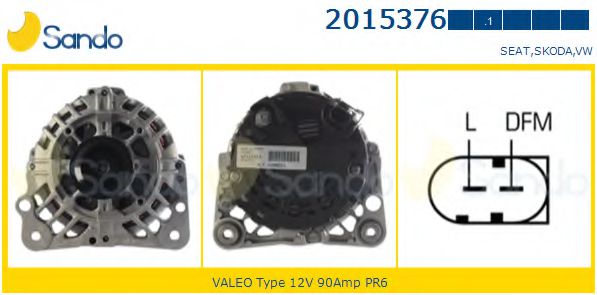 SANDO 2015376.1 Генератор для SEAT IBIZA V (Сеат Ибица 5) SANDO 2015376.1 Генератор для SEAT IBIZA V (Сеат Ибица 5)