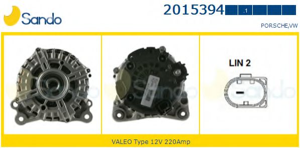 SANDO 2015394.1 Генератор для VOLKSWAGEN TOUAREG (Фольксваген Туарег) SANDO 2015394.1 Генератор для VOLKSWAGEN TOUAREG (Фольксваген Туарег)