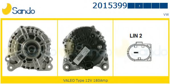 SANDO 2015399.1 Генератор для VOLKSWAGEN TOUAREG (Фольксваген Туарег) SANDO 2015399.1 Генератор для VOLKSWAGEN TOUAREG (Фольксваген Туарег)