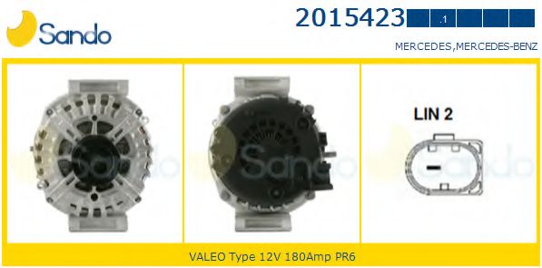 SANDO 2015423.1 Генератор для MERCEDES-BENZ GLK-CLASS (Мэрcэдэс-бэнз Глк-cласс) SANDO 2015423.1 Генератор для MERCEDES-BENZ GLK-CLASS (Мэрcэдэс-бэнз Глк-cласс)