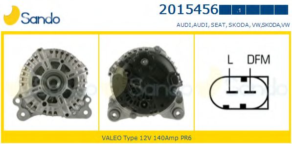 SANDO 2015456.1 Генератор для SKODA SUPERB (Шкода Суперб) SANDO 2015456.1 Генератор для SKODA SUPERB (Шкода Суперб)