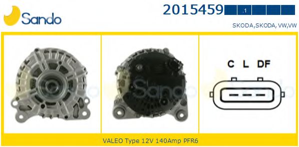 SANDO 2015459.1 Генератор для SKODA (Шкода) SANDO 2015459.1 Генератор для SKODA (Шкода)