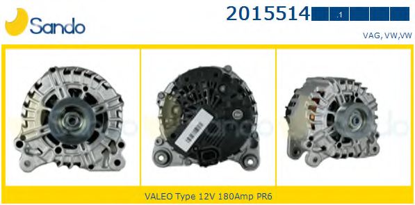 SANDO 2015514.1 Генератор 05 2011 для VOLKSWAGEN TOUAREG (Фольксваген Туарег) SANDO 2015514.1 Генератор 05 2011 для VOLKSWAGEN TOUAREG (Фольксваген Туарег)