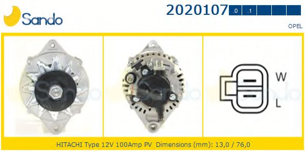 SANDO 2020107.0 Генератор<br >для автомобилей с кондиционером 