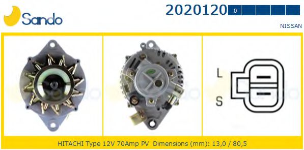 SANDO 2020120.0 Генератор для NISSAN PRIMERA (Ниссан Примера) SANDO 2020120.0 Генератор для NISSAN PRIMERA (Ниссан Примера)