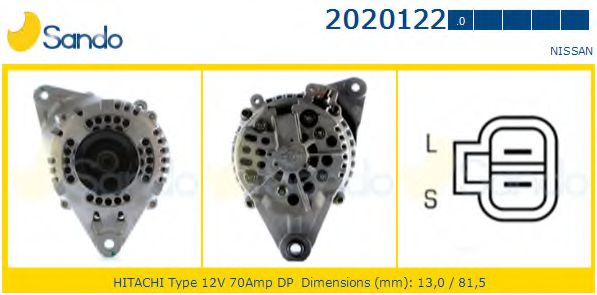 SANDO 2020122.0 Генератор для NISSAN (Ниссан) SANDO 2020122.0 Генератор для NISSAN (Ниссан)